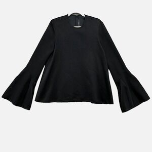 Ellery Blouse Shirt Womens 4 Black Long Bell Sleeve Whimsigoth Dark Fairy Career